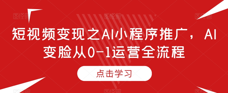 短视频变现之AI小程序推广，AI变脸从0-1运营全流程-88共享