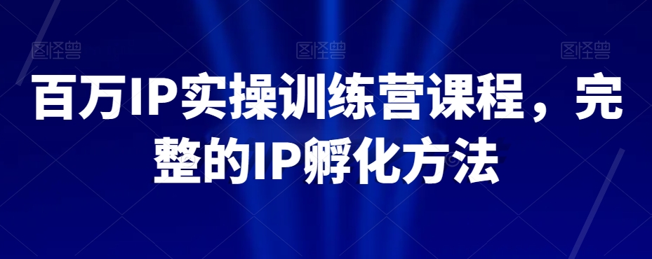 百万IP实操训练营课程，完整的IP孵化方法-88共享