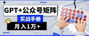 AI流量主系统课程基础版1.0,GPT+公众号矩阵实战手册【揭秘】-88共享