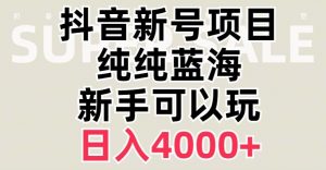 抖音蓝海赛道,必须是新账号,日入4000+【揭秘】-88共享