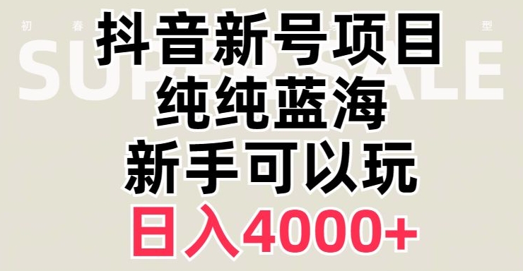 抖音蓝海赛道，必须是新账号，日入4000+【揭秘】-88共享