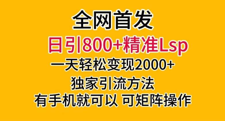 全网首发！日引800+精准老色批，一天变现2000+，独家引流方法，可矩阵操作【揭秘】-88共享