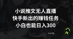 小说推文无人直播，快手新出的赚钱任务，小白也能日入300+【揭秘】-88共享