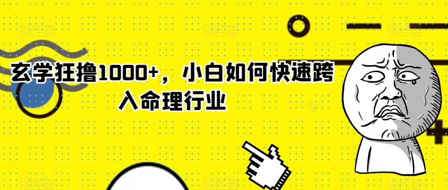 玄学狂撸1000+，小白如何快速跨入命理行业【揭秘】-88共享