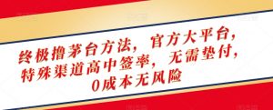 终极撸茅台方法,官方大平台,特殊渠道高中签率,无需垫付,0成本无风险【揭秘】-88共享