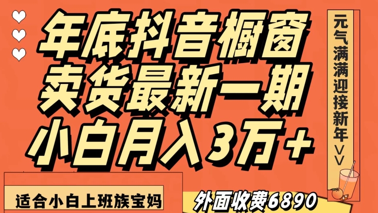 外面收费6890元年底抖音橱窗卖货最新一期，小白月入3万，适合小白上班族宝妈【揭秘】-88共享