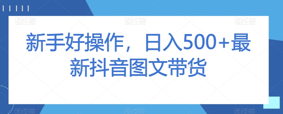新手好操作，日入500+最新抖音图文带货【揭秘】-88共享