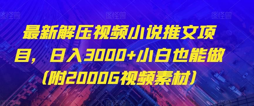 最新解压视频小说推文项目，日入3000+小白也能做（附2000G视频素材）【揭秘】-88共享