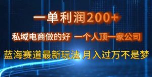 一单利润200私域电商做的好，一个人顶一家公司蓝海赛道最新玩法【揭秘】-88共享