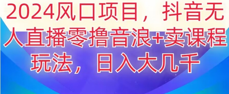 2024风口项目，抖音无人主播撸音浪+卖课程玩法，日入大几千【揭秘】-88共享