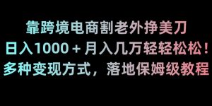 靠跨境电商割老外挣美刀,日入1000+月入几万轻轻松松!多种变现方式,落地保姆级教程【揭秘】-88共享