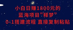 小白能日赚1800元的蓝海项目”释梦”0-1搭建流程可直接复制粘贴长期做【揭秘】-88共享