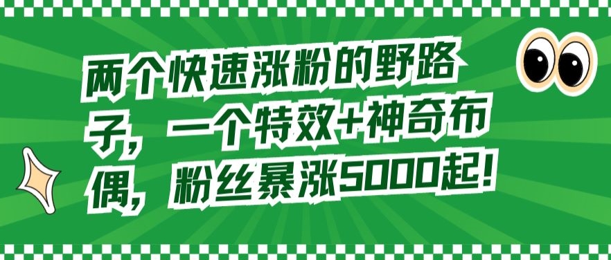 两个快速涨粉的野路子，一个特效+神奇布偶，粉丝暴涨5000起【揭秘】-88共享
