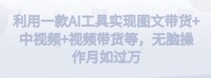 利用一款AI工具实现图文带货+中视频+视频带货等,无脑操作月如过万【揭秘】-88共享