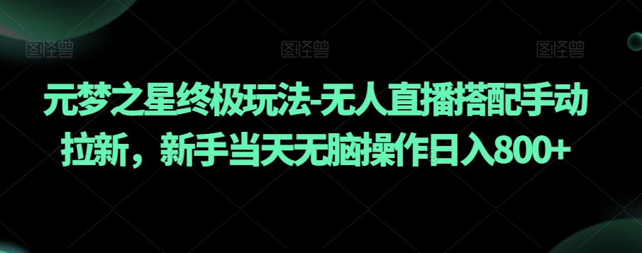 元梦之星终极玩法-无人直播搭配手动拉新，新手当天无脑操作日入800+【揭秘】-88共享