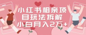 小红书相亲项目玩法拆解，有人通过这个副业项目做到了月收入2万多【揭秘】-88共享