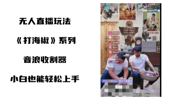 打海椒无人直播整蛊项目，小白轻松上手撸音浪收割器-88共享