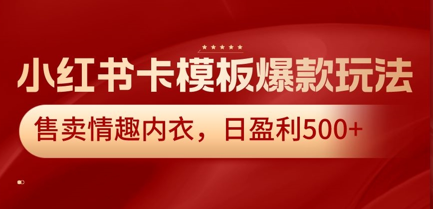 小红书卡模板爆款玩法，售卖情趣内衣，日盈利500+【揭秘】-88共享