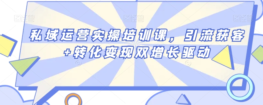 私域运营实操培训课，引流获客+转化变现双增长驱动-88共享