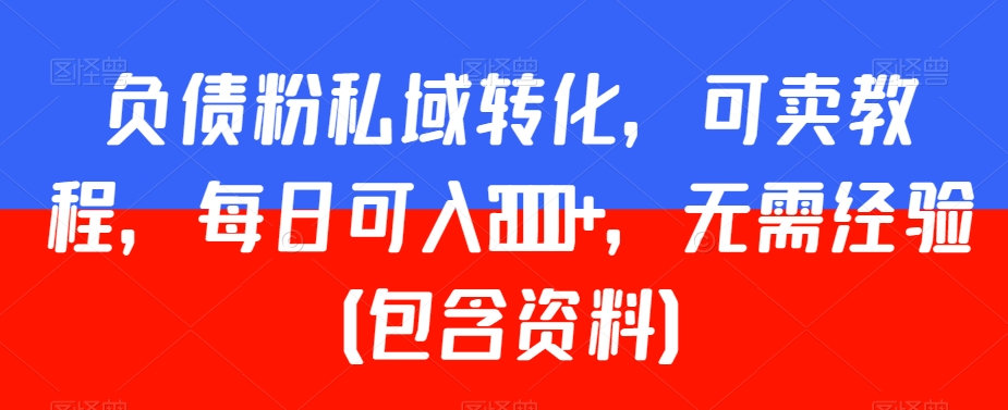负债粉私域转化，可卖教程，每日可入2000+，无需经验（包含资料）【揭秘】-88共享