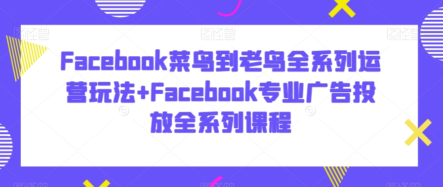 Facebook菜鸟到老鸟全系列运营玩法+Facebook专业广告投放全系列课程-88共享