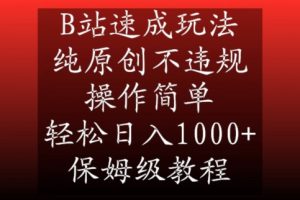 B站速成玩法,纯原创不违规,操作简单,轻松日入1000+,保姆级教程【揭秘】-88共享