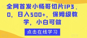 全网首发小杨哥切片IP3.0,日入500+,保姆级教学,小白可做【揭秘】-88共享