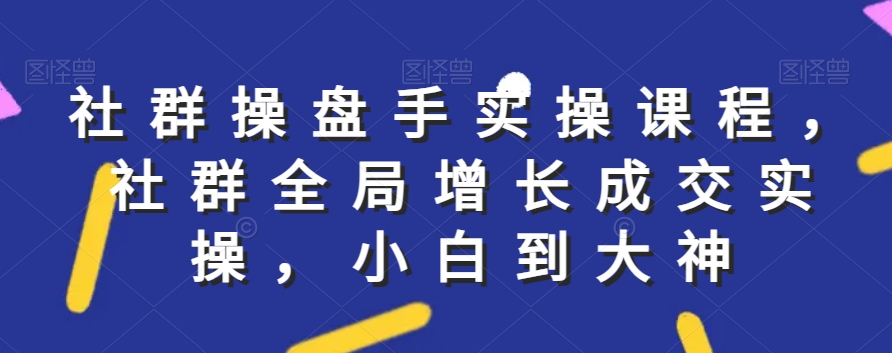 社群实操课程，社群全局增长成交实操，小白到大神-88共享