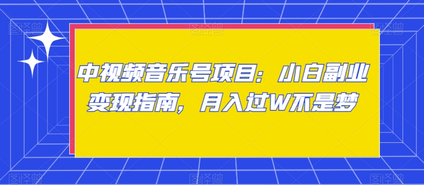 中视频音乐号项目：小白副业变现指南，月入过W不是梦【揭秘】-88共享
