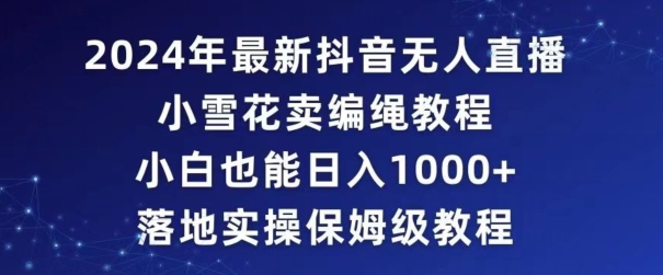 2024年抖音最新无人直播小雪花卖编绳项目，小白也能日入1000+落地实操保姆级教程【揭秘】-88共享