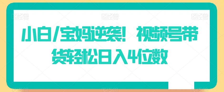 小白/宝妈逆袭！视频号带货轻松日入4位数【揭秘】-88共享