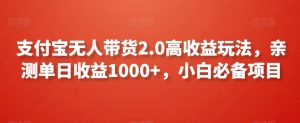 支付宝无人带货2.0高收益玩法，亲测单日收益1000+，小白必备项目【揭秘】-88共享