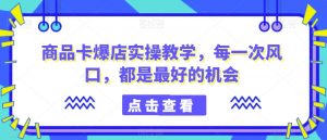 商品卡爆店实操教学,每一次风口,都是最好的机会-88共享