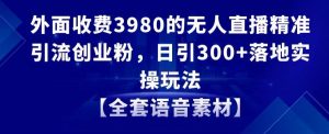 外面收费3980的无人直播精准引流创业粉,日引300+落地实操玩法【全套语音素材】【揭秘】-88共享