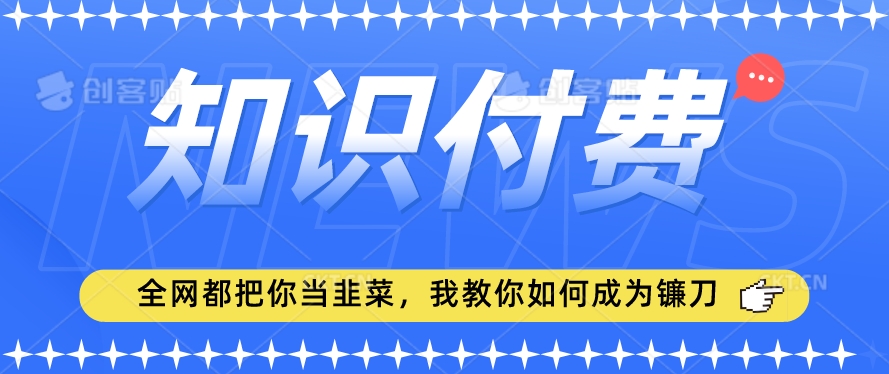 2024最新知识付费项目，小白也能轻松入局，全网都在教你做项目，我教你做镰刀【揭秘】-88共享