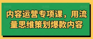 内容运营专项课,用流量思维策划爆款内容-88共享