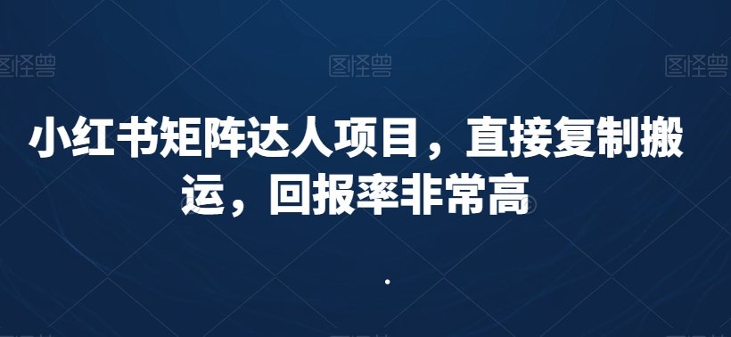 小红书矩阵达人项目，直接复制搬运，回报率非常高-88共享