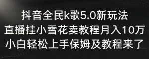 抖音全民k歌5.0新玩法,直播挂小雪花卖教程月入10万,小白轻松上手,保姆及教程来了【揭秘】-88共享