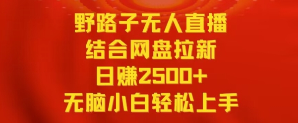 野路子无人直播结合网盘拉新，日赚2500+，小白无脑轻松上手【揭秘】-88共享