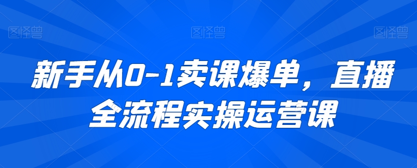 新手从0-1卖课爆单，直播全流程实操运营课-88共享