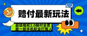 超级维权2.0全新玩法，2024赔付全思路职业打假一部手机搞定【仅揭秘】-88共享