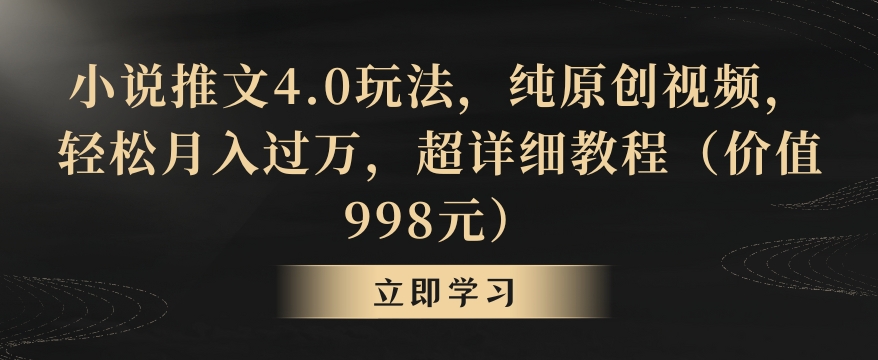 小说推文4.0玩法，纯原创视频，轻松月入过万，超详细教程（价值998元）【揭秘】-88共享