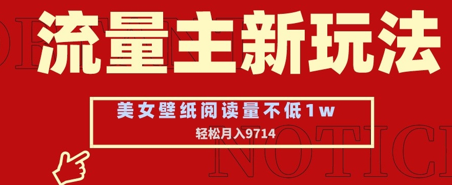 流量主新玩法，美女壁纸和头像，阅读量不低于1w，月入9741【揭秘】-88共享