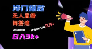 冷门爆款直播间手把手搭建,流量巨大,日入3k+【揭秘】-88共享