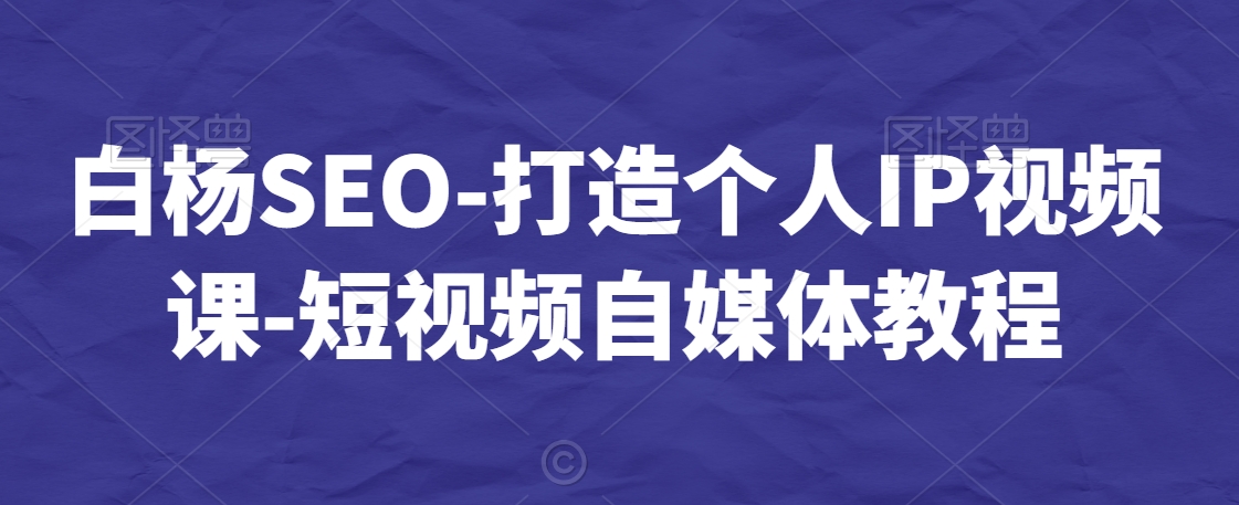 白杨SEO-打造个人IP视频课-短视频自媒体教程-88共享