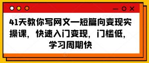 41天教你写网文—短篇向变现实操课,快速入门变现,门槛低,学习周期快-88共享