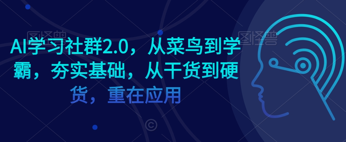 AI学习社群2.0，从菜鸟到学霸，夯实基础，从干货到硬货，重在应用-88共享