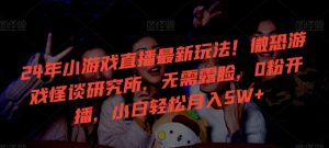 24年小游戏直播最新玩法!微恐游戏怪谈研究所,无需露脸,0粉开播,小白轻松月入5W+【揭秘】-88共享