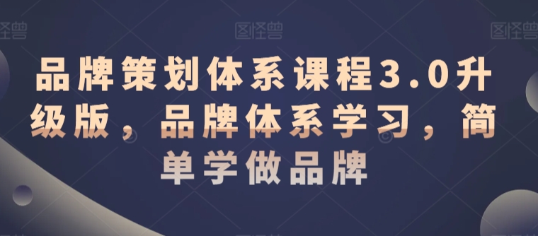 品牌策划体系课程3.0升级版，品牌体系学习，简单学做品牌-88共享