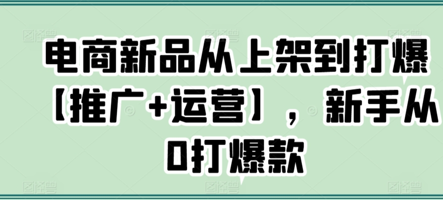 电商新品从上架到打爆【推广+运营】，新手从0打爆款-88共享